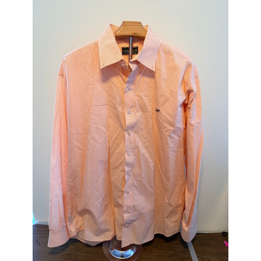 Southern Point Co Shirt Mens XL Orange White Gingham Check Hadley Long Sleeve